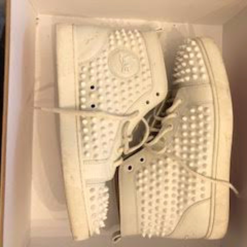 Christian Louboutin White Spikes Shoes Mens EU 401/2